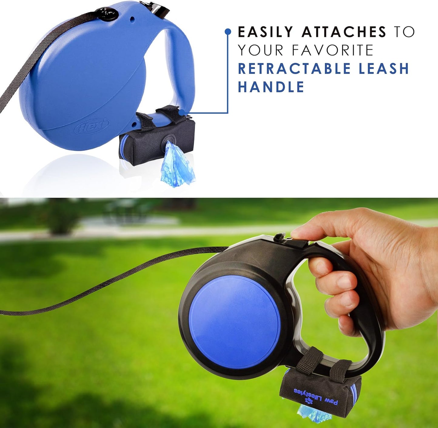 Dog Poop Bag Holder Leash Attachment - Fits Any Dog Leash - Includes Free Roll of Dog Bags – Poop Bag Dispenser